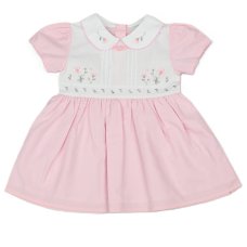 K34218: Baby Girls Lined Dress With Embroidery Detail (1-2 Years)
